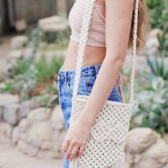 Ecote Boho Macrame Crossbody Bag - Picture 13 of 13